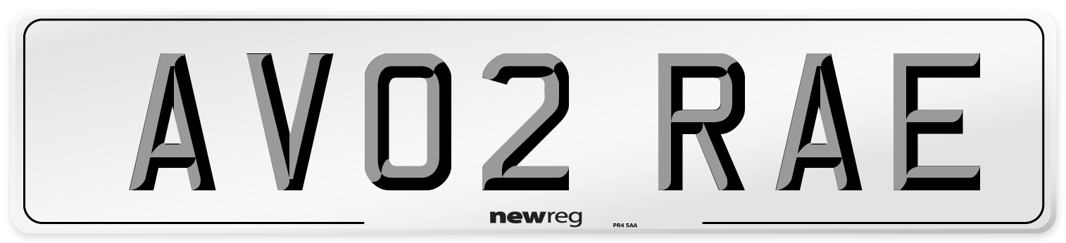 AV02 RAE Number Plate from New Reg